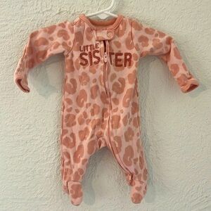 Newborn cheetah, print little sister onesie